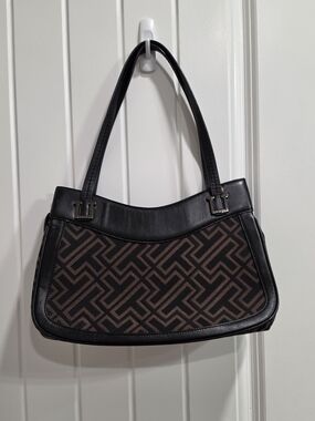 Elegant Black & Brown Geometric Shoulder Bag
